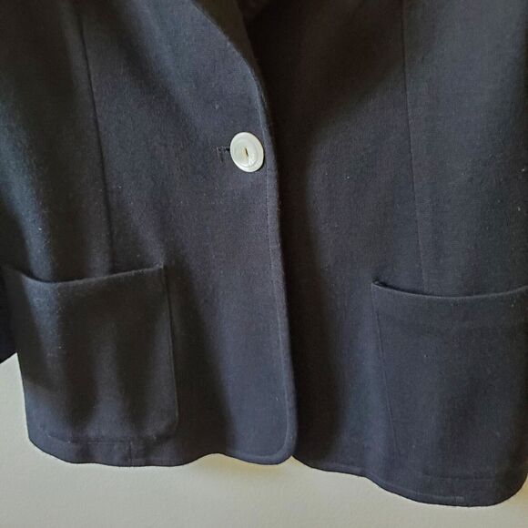 Vtg Aileen Designer Womens  Blazer Black Single Button Sz 10 - Picture 4 of 11
